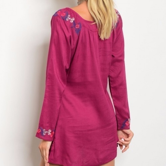 DRESS Fuchsia Embroidered details Dress - Picture 2 of 3